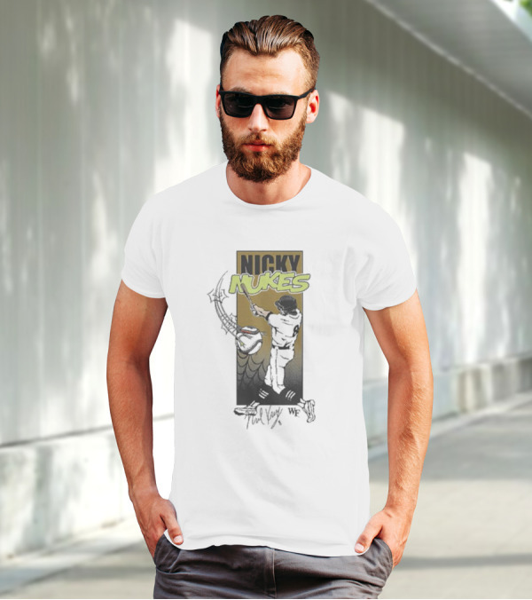Nicky Nukes Baseball Player Batting With Spider T-Shirt