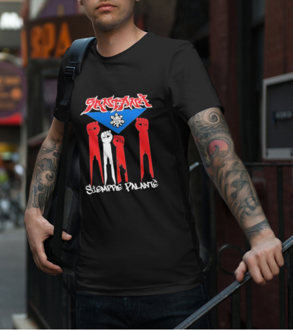 Santa Siempre Palantè Puerto Rican Flag Fists Revolution T-Shirt