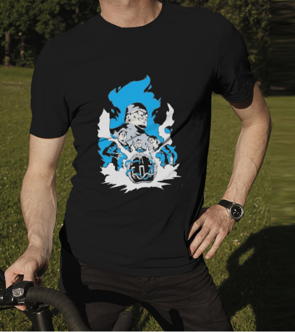 Mega64 Master Collection Featuring Iconic Characters And Explosive Blue T-Shirt