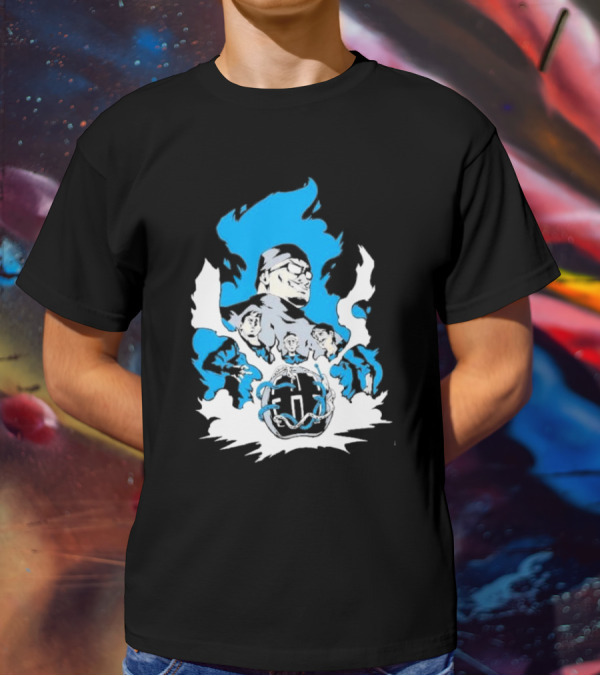 Mega64 Master Collection Featuring Iconic Characters And Explosive Blue T-Shirt