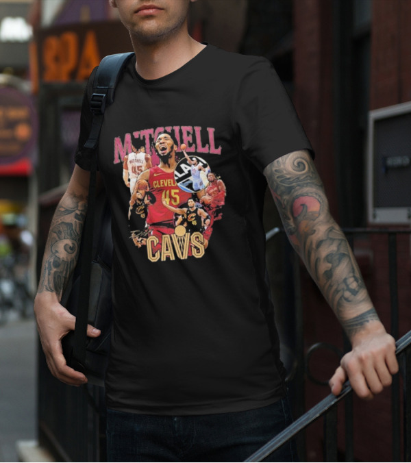 Mitchell Cleveland Cavs 45 Basketball Hype Signature T-Shirt