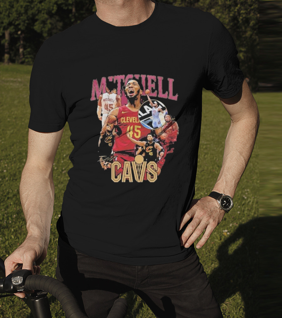 Mitchell Cleveland Cavs 45 Basketball Hype Signature T-Shirt