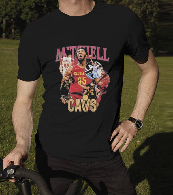 Mitchell Cleveland Cavs 45 Basketball Hype Signature T-Shirt