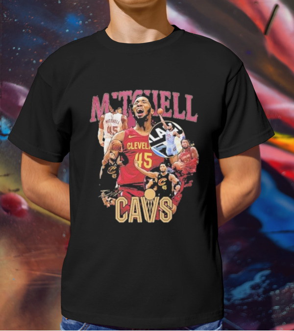 Mitchell Cleveland Cavs 45 Basketball Hype Signature T-Shirt