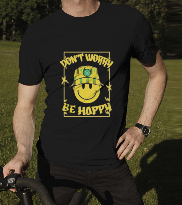 Don't Worry Be Happy Smiley Face With Celtic Jay Bucket Hat T-Shirt