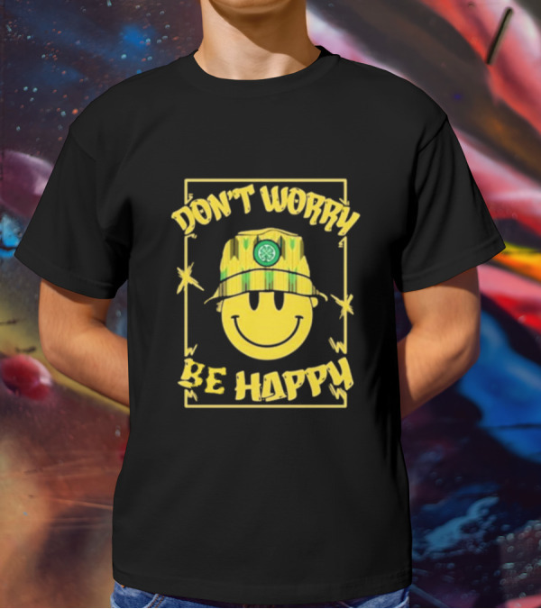 Don't Worry Be Happy Smiley Face With Celtic Jay Bucket Hat T-Shirt