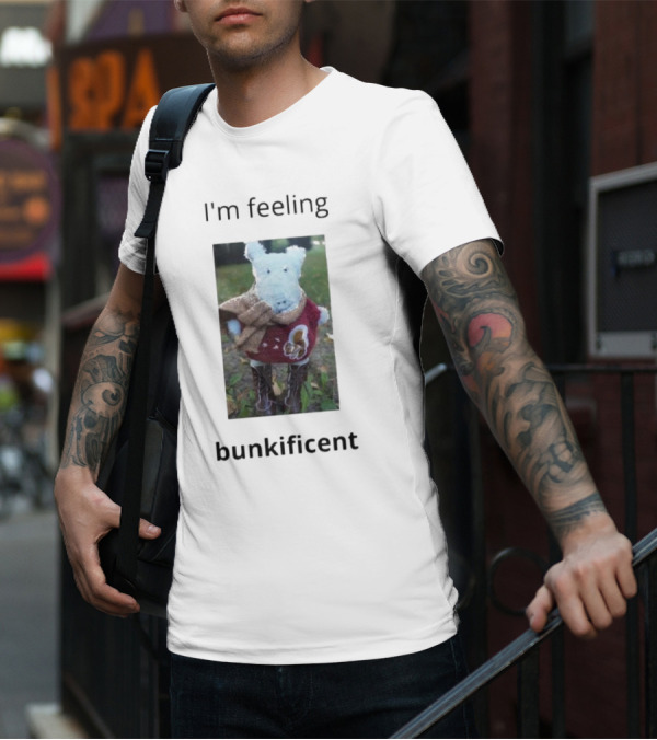 I'm Feeling Bunkificent Stuffed Animal In Scarf T-Shirt