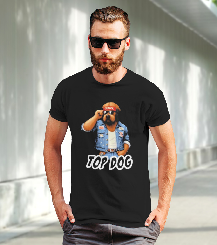 Chuckonbase Chuck Topdog Cool Denim Style Fashion Dog T-Shirt
