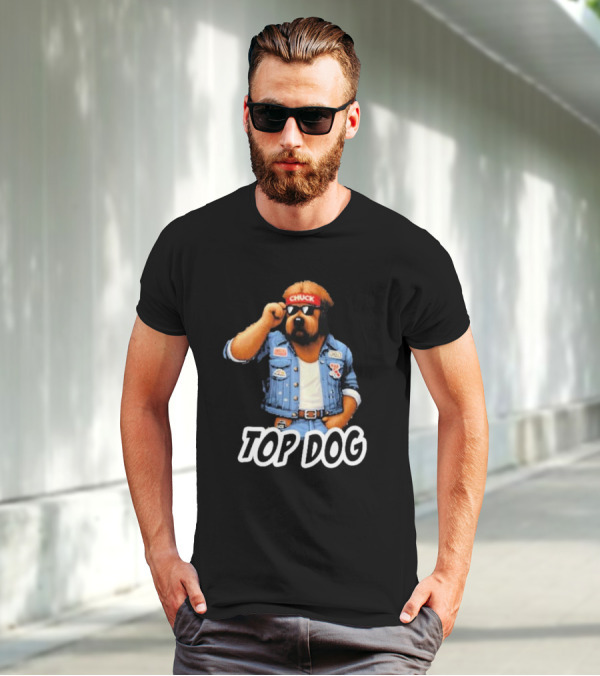 Chuckonbase Chuck Topdog Cool Denim Style Fashion Dog T-Shirt