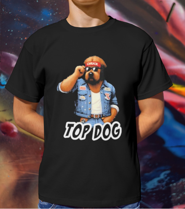 Chuckonbase Chuck Topdog Cool Denim Style Fashion Dog T-Shirt