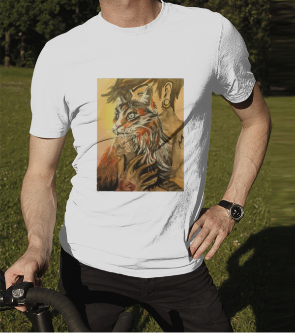 Companionship Megan Watkins Cat And Person With Tattoo And Ear Gauge T-Shirt
