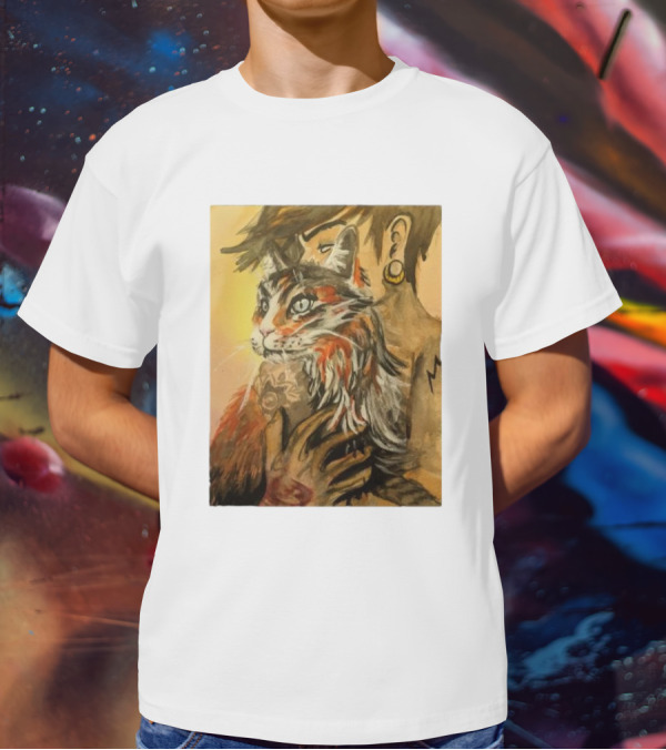 Companionship Megan Watkins Cat And Person With Tattoo And Ear Gauge T-Shirt