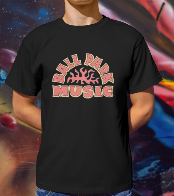 Ball Park Music Bold Retro Style Emblem With Flame Motif T-Shirt