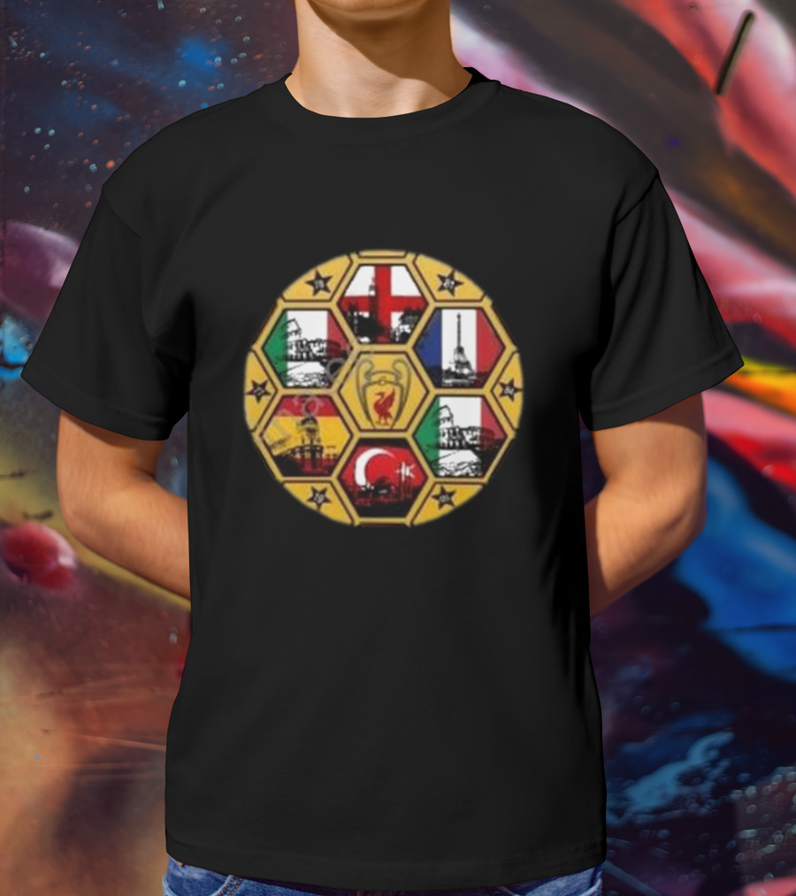 Scouse Republic We’ve Conquered All Of Europe Football Icons And National Flags T-Shirt