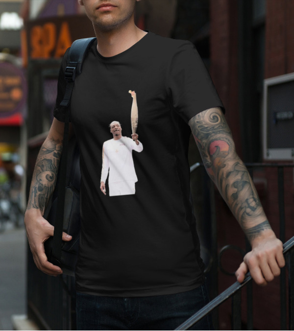 Snoop Dogg Carries Olympic Torch In Iconic White Attire T-Shirt