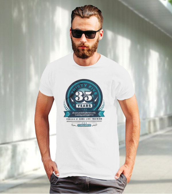 THIRTY FIVE 35 Years Of Unmatched Cybersecurity Training And Expertise Powered By SANS Live Training 100% OPC T-Shirt