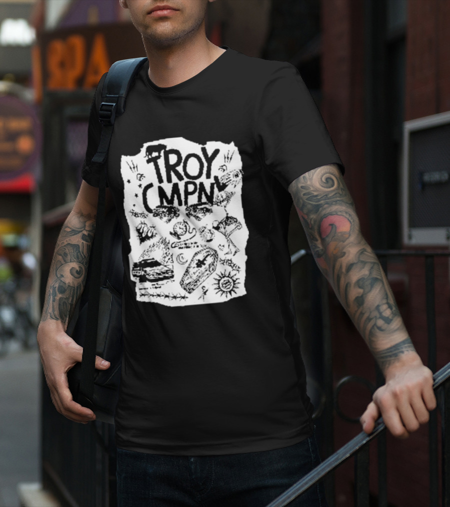 Troy CMPN Mineral Blue Death Can Come Anytime Ds 2447 Coffin Sun Stars Moon T-Shirt