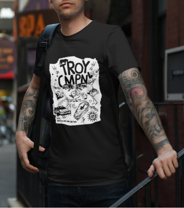 Troy CMPN Mineral Blue Death Can Come Anytime Ds 2447 Coffin Sun Stars Moon T-Shirt