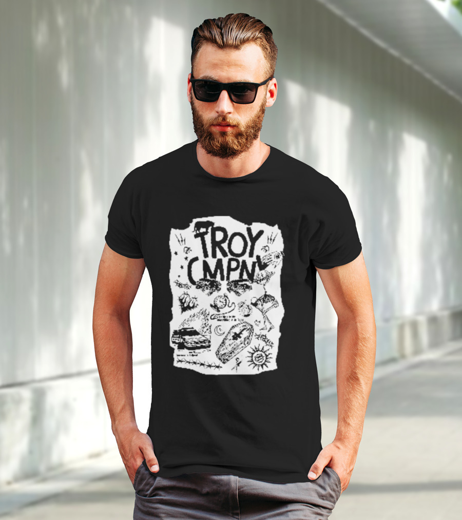 Troy CMPN Mineral Blue Death Can Come Anytime Ds 2447 Coffin Sun Stars Moon T-Shirt