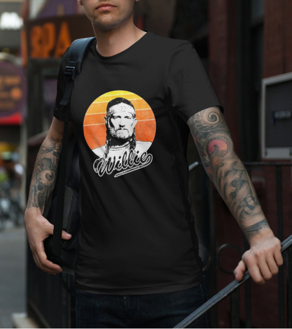 Willie Nelson Vintage Sunset Circle T-Shirt