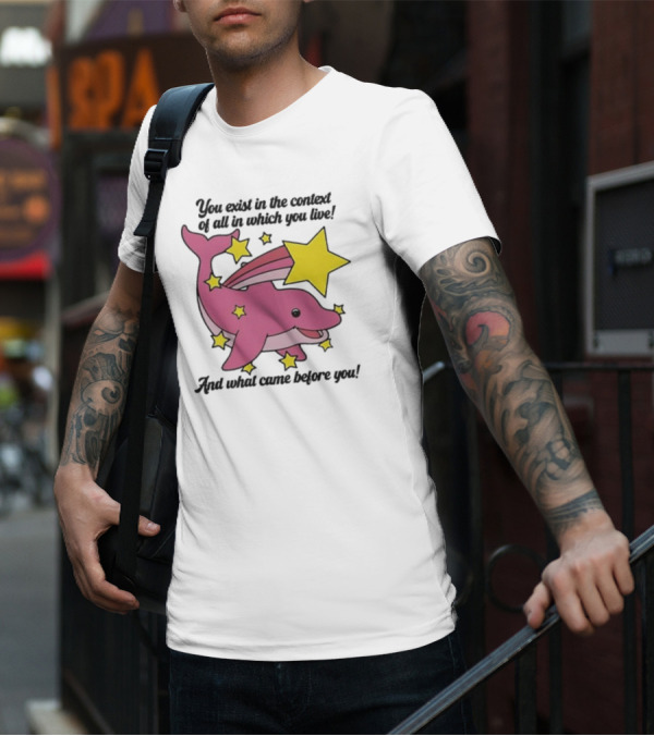 You Exist In The Context Of All In Which You Live And What Came Before You Pink Dolphin With Stars T-Shirt