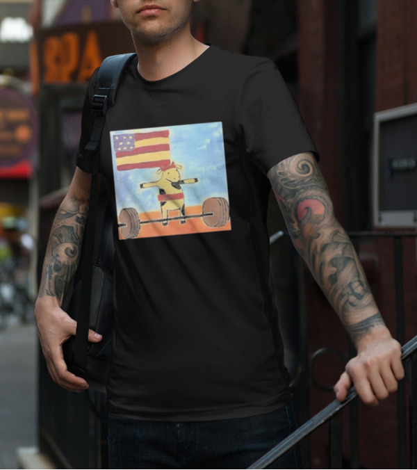 Lean Beef Patty American Flag Deadlifting Cow T-Shirt