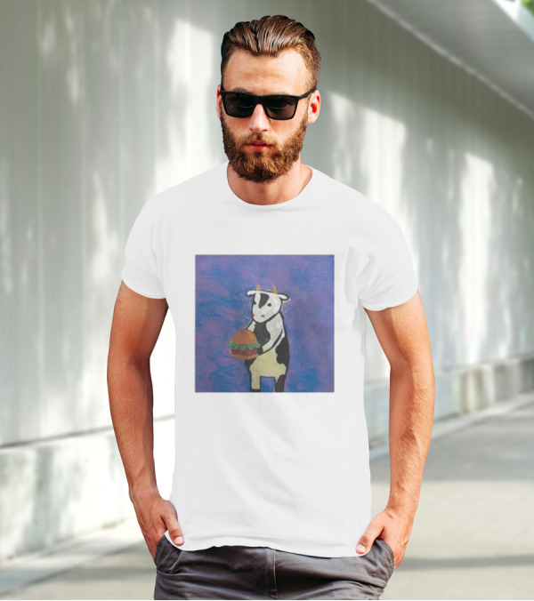 Leanbeefpatty Cow Holding Burger Carnivorous Beef T-Shirt
