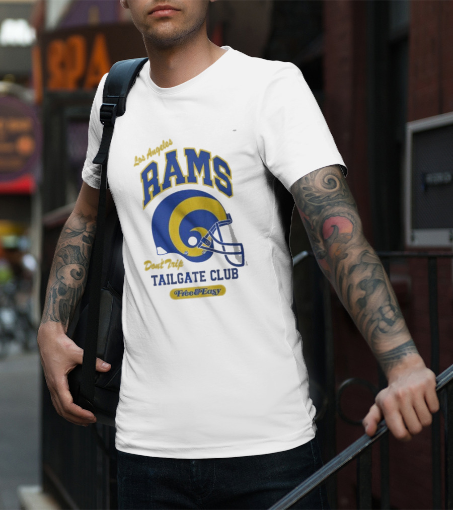 Los Angeles Rams Don't Trip Tailgate Club Free And Easy Helmet T-Shirt