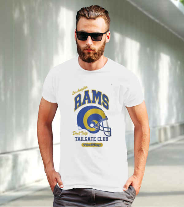 Los Angeles Rams Don't Trip Tailgate Club Free And Easy Helmet T-Shirt