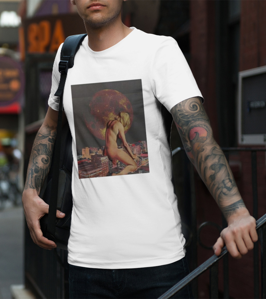 Midnight Blues Girl Moonlit Cityscape T-Shirt