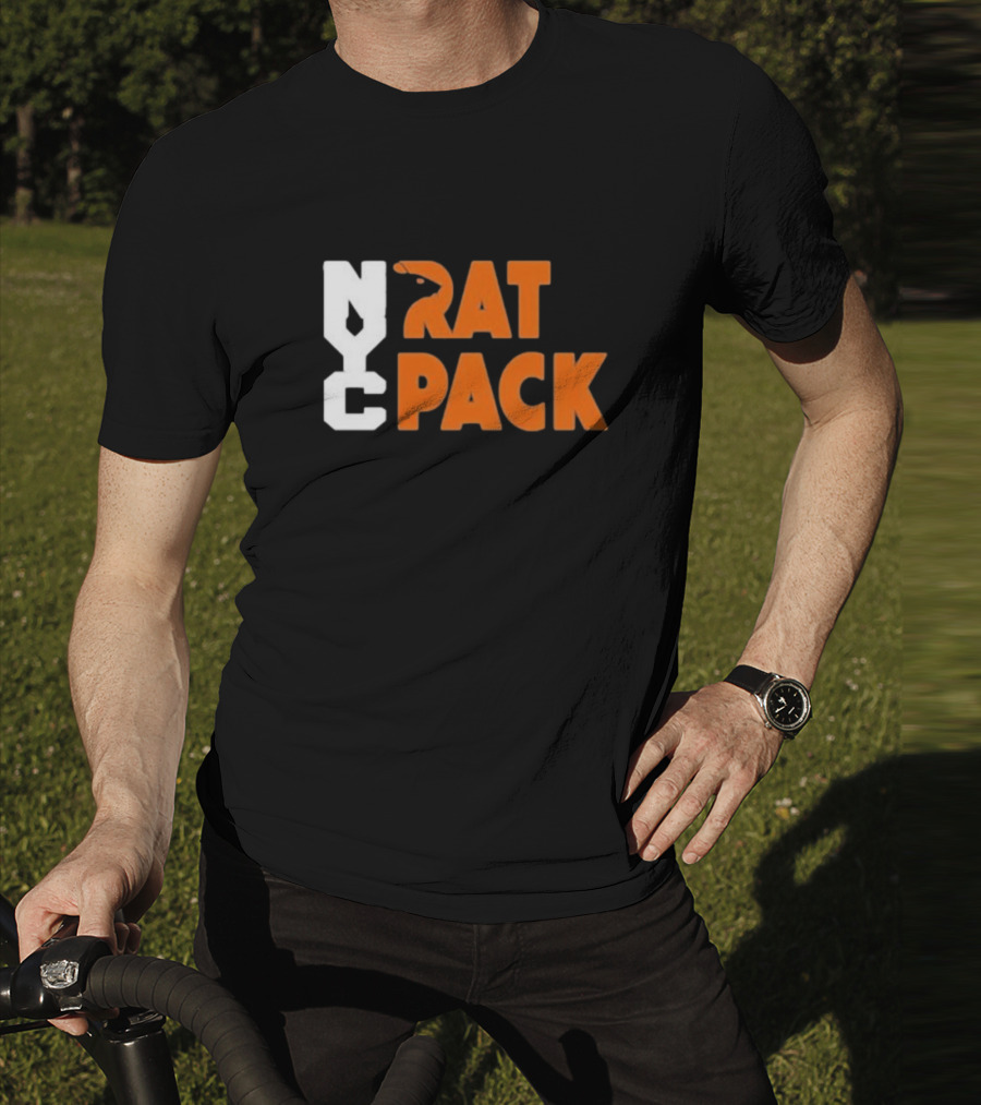 NYC Rat Pack Baseball Rat Typography T-Shirt