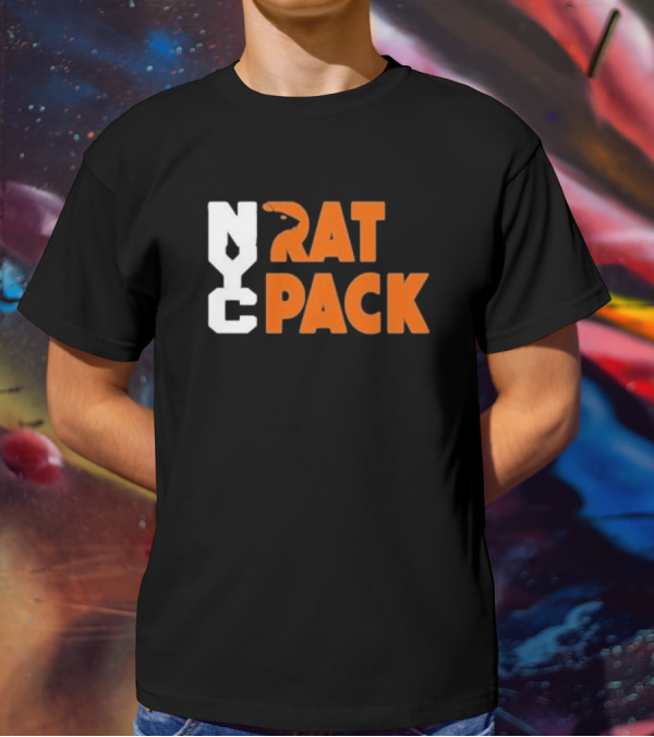 NYC Rat Pack Baseball Rat Typography T-Shirt