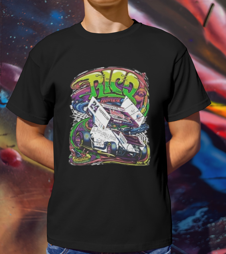 Rico Abreu Number 24 Vibrant Racing Car Youth Hidden Picture T-Shirt