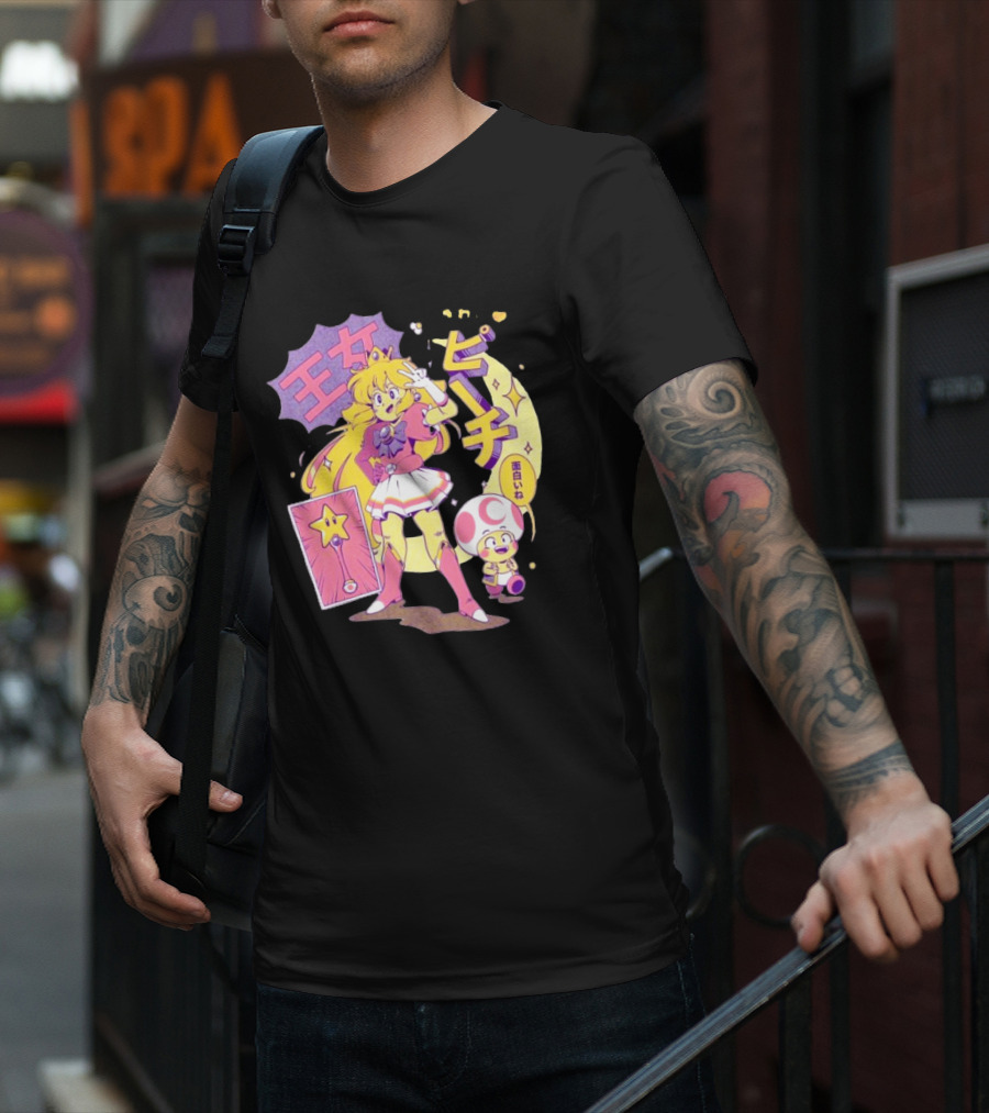 Sailor Moon Peach Toad Ilustrata Mario Princesses T-Shirt