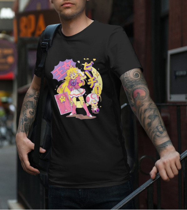 Sailor Moon Peach Toad Ilustrata Mario Princesses T-Shirt