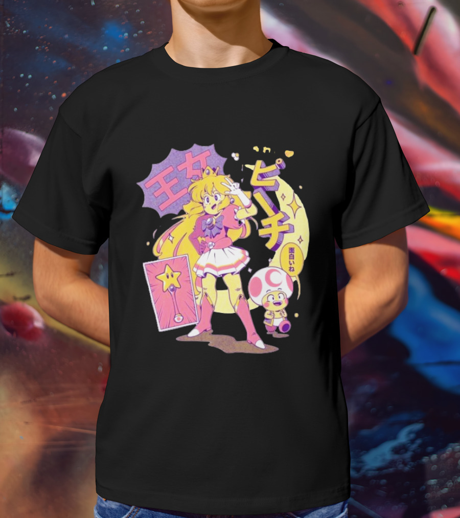 Sailor Moon Peach Toad Ilustrata Mario Princesses T-Shirt