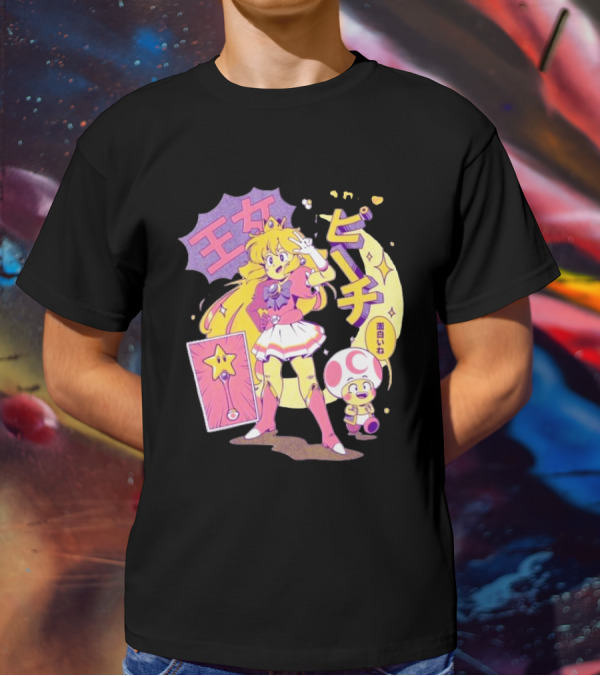 Sailor Moon Peach Toad Ilustrata Mario Princesses T-Shirt