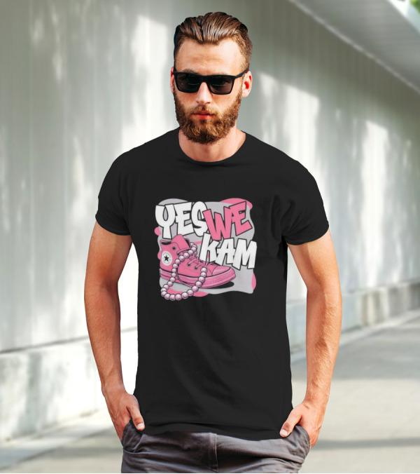 Yes We Kam Pink Boot Pearl Converse Sneaker T-Shirt