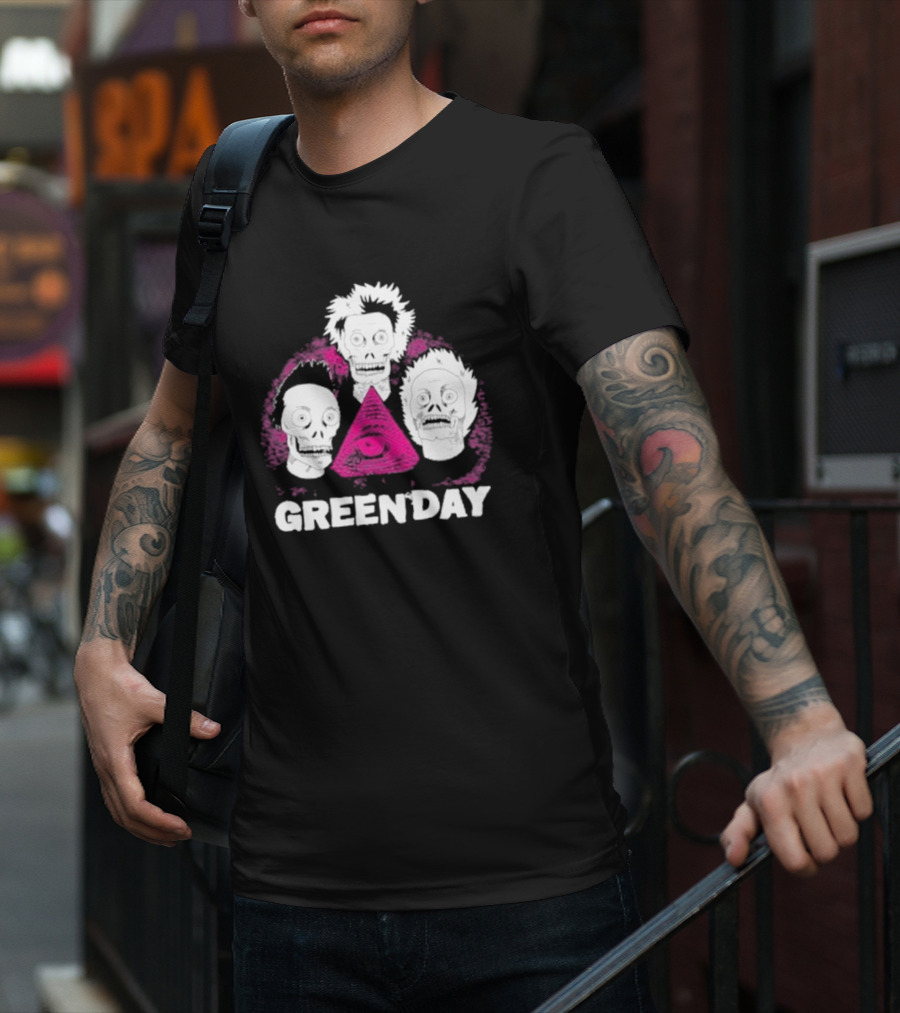 Green Day Skeletons Pink Eye Pyramid T-Shirt