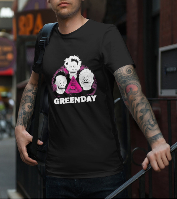 Green Day Skeletons Pink Eye Pyramid T-Shirt