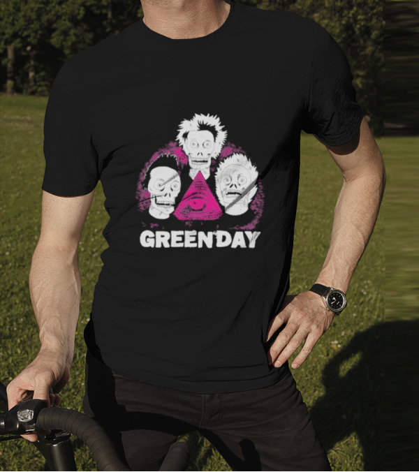 Green Day Skeletons Pink Eye Pyramid T-Shirt