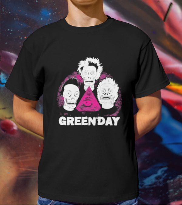Green Day Skeletons Pink Eye Pyramid T-Shirt