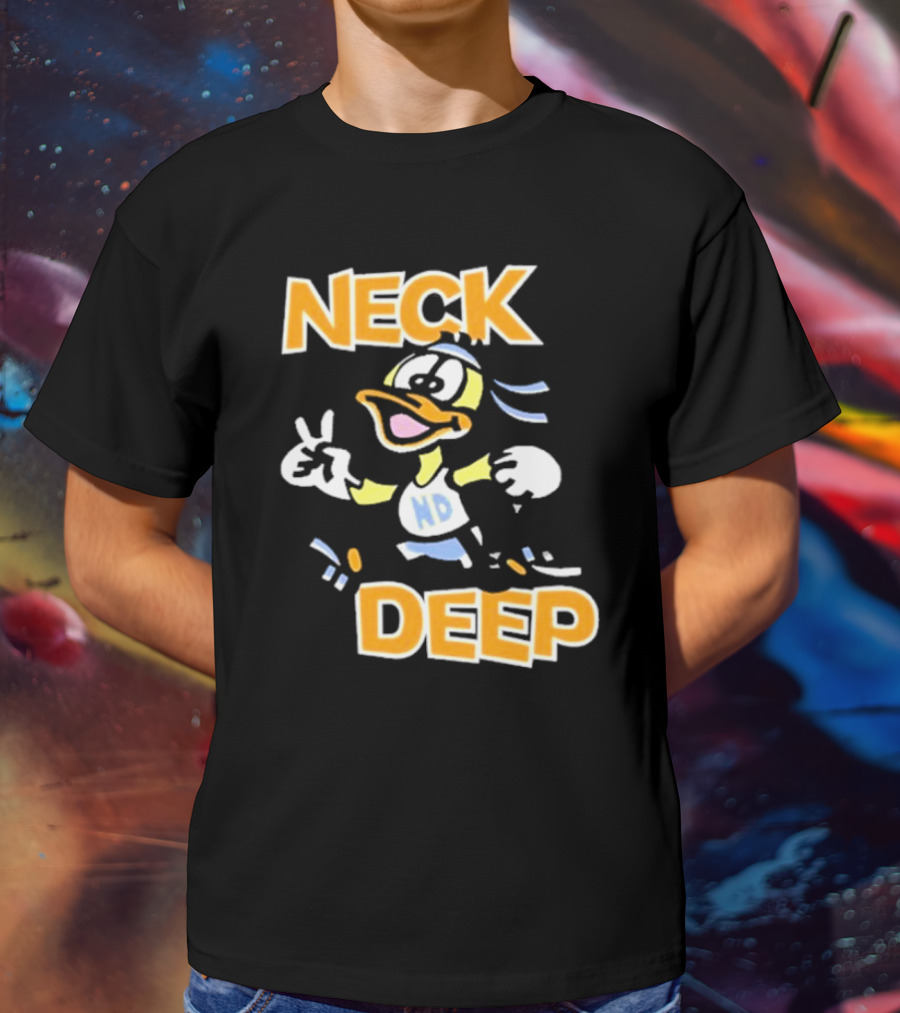 Neck Deep Duck ND Peace Sign Retro Basketball Style T-Shirt
