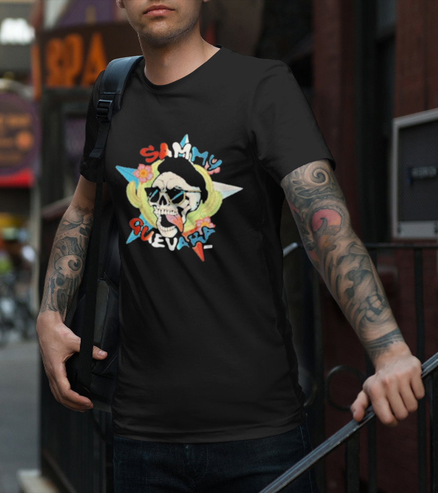 Sammy Guevara Skull With Sunglasses And Colorful Star T-Shirt