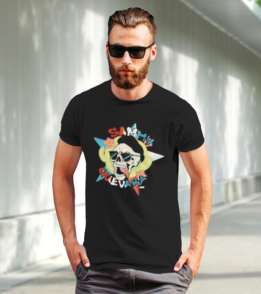 Sammy Guevara Skull With Sunglasses And Colorful Star T-Shirt
