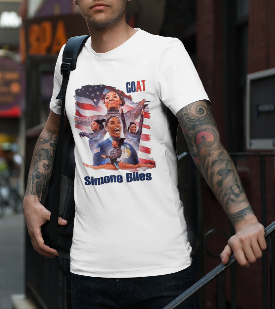 Simone Biles GOAT American Flag T-Shirt