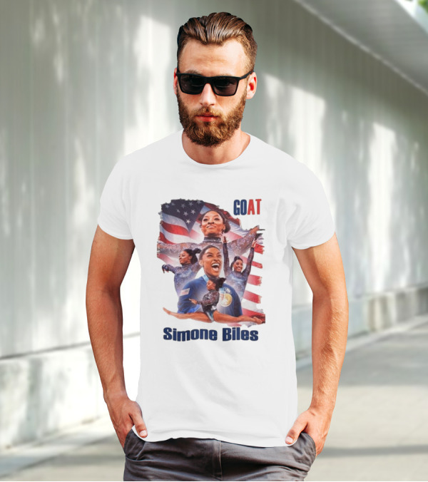Simone Biles GOAT American Flag T-Shirt