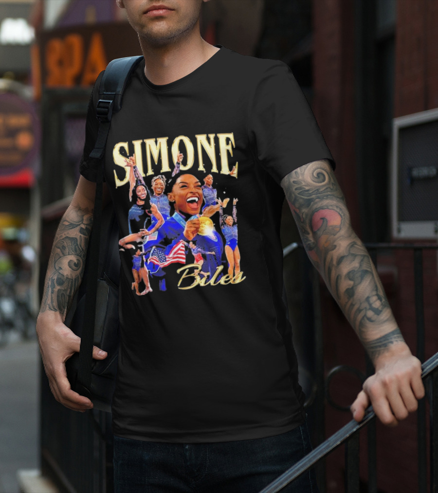Simone Biles Olympic Gold Medalist Team USA Gymnast Paris T-Shirt