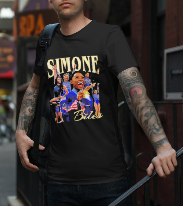 Simone Biles Olympic Gold Medalist Team USA Gymnast Paris T-Shirt