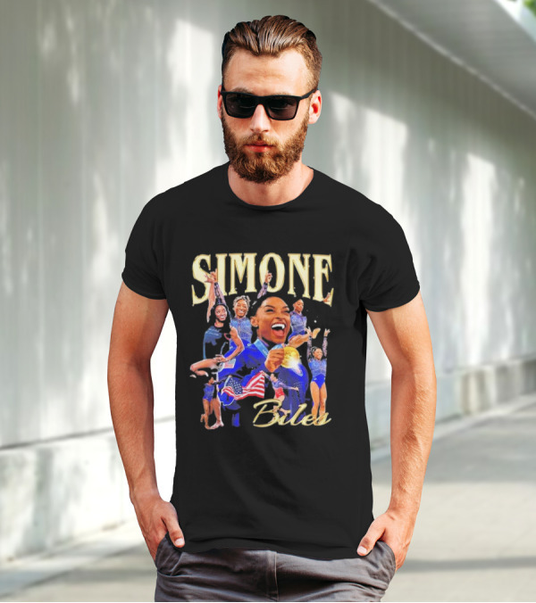 Simone Biles Olympic Gold Medalist Team USA Gymnast Paris T-Shirt